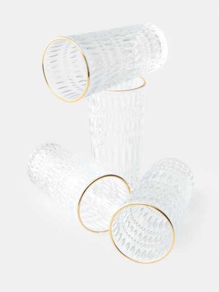 Sinsay - Texturált pohár készlet arany peremmel 4 pack - clear