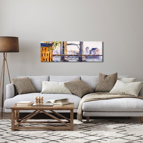 Kép - A város festménye (órával) (90x30 cm)