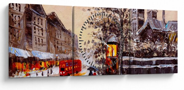 Kép - Egy téli város festménye (órával) (90x30 cm)
