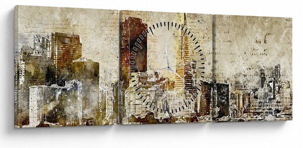 Kép - Művészileg renderelt város (órával) (90x30 cm)