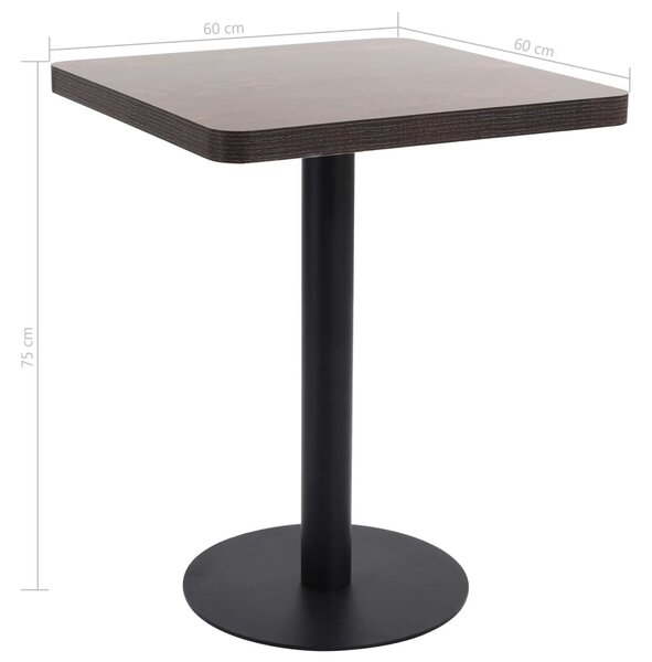 Sötétbarna MDF bisztróasztal 60 x 60 cm