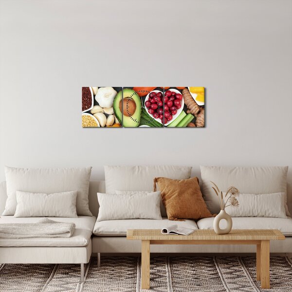 Kép - Egészséges ételek (órával) (90x30 cm)