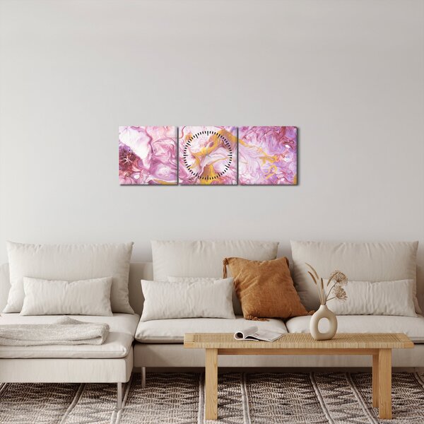 Kép - Rózsaszín absztrakció (órával) (90x30 cm)