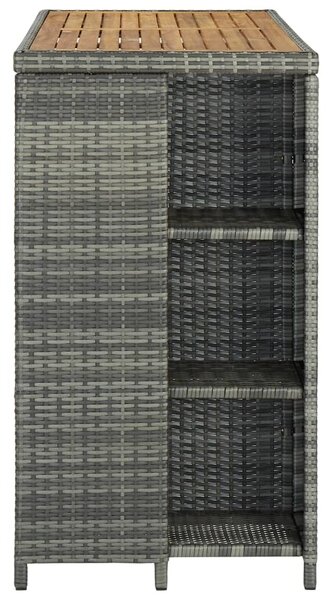 Szürke polyrattan bárasztal tárolópolccal 120 x 60 x 110 cm