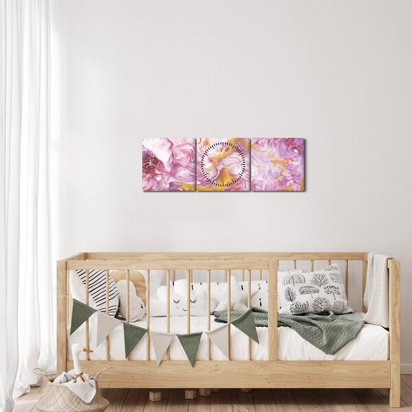 Kép - Rózsaszín absztrakció (órával) (90x30 cm)