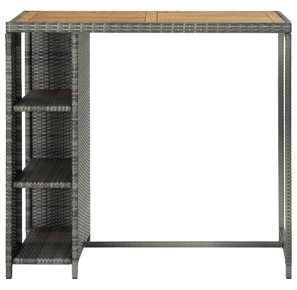 Szürke polyrattan bárasztal tárolópolccal 120 x 60 x 110 cm