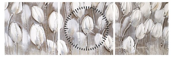 Kép - Strukturált tulipánok (órával) (90x30 cm)