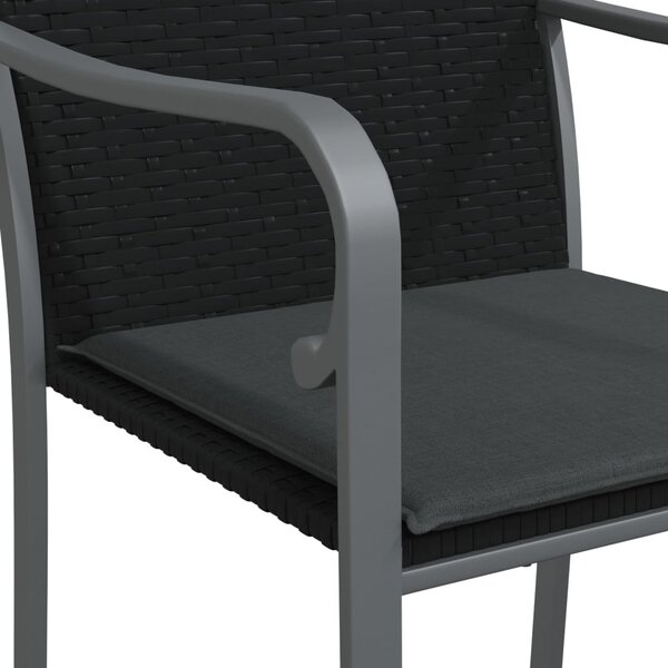 4 db fekete polyrattan kerti szék párnával 56x59x84 cm