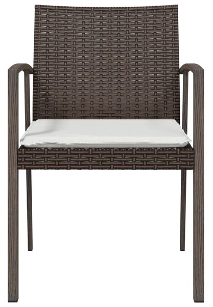 4 db barna polyrattan kerti szék párnával 56,5x57x83 cm
