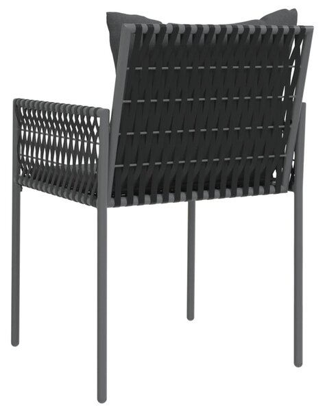 4 db fekete polyrattan kerti szék párnával 54x61x83 cm