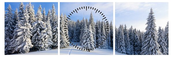 Kép - Tél az erdőben (órával) (90x30 cm)