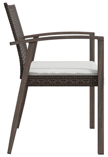 4 db barna polyrattan kerti szék párnával 56,5x57x83 cm