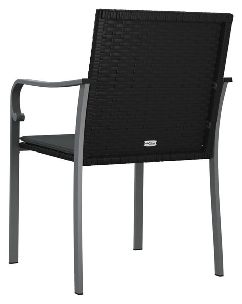 4 db fekete polyrattan kerti szék párnával 56x59x84 cm
