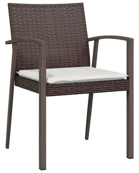 4 db barna polyrattan kerti szék párnával 56,5x57x83 cm