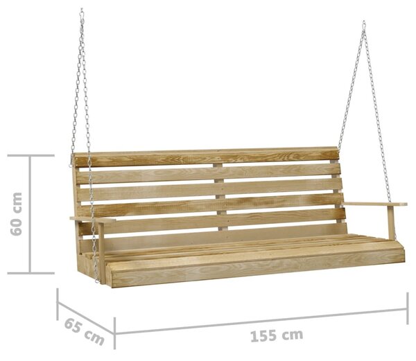 Impregnált fenyőfa hintapad 155 x 65 x 60 cm