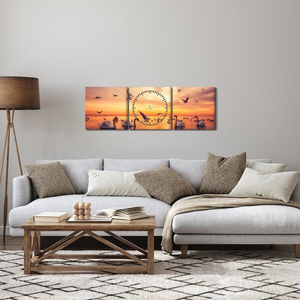 Kép - Hattyúk (órával) (90x30 cm)