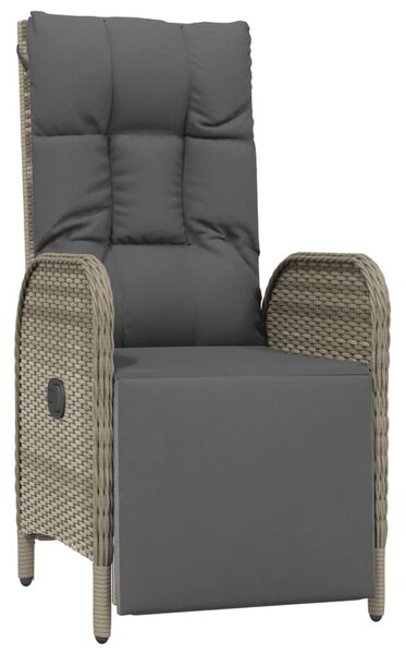2 db szürke polyrattan dönthető kerti szék asztallal