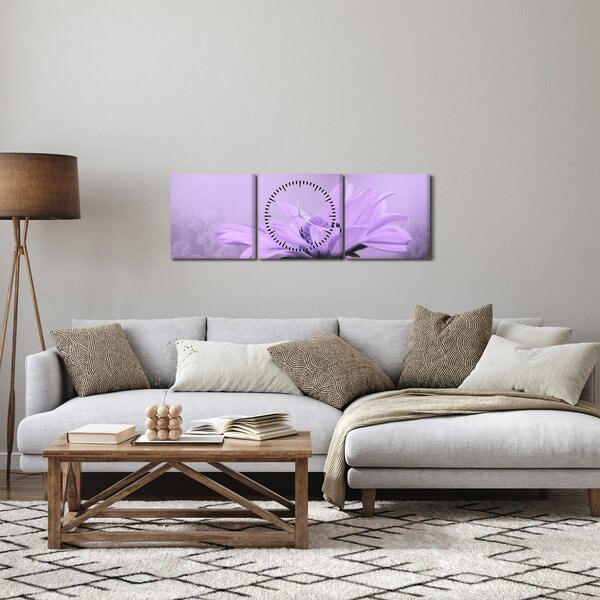 Kép - Ibolya virág (órával) (90x30 cm)