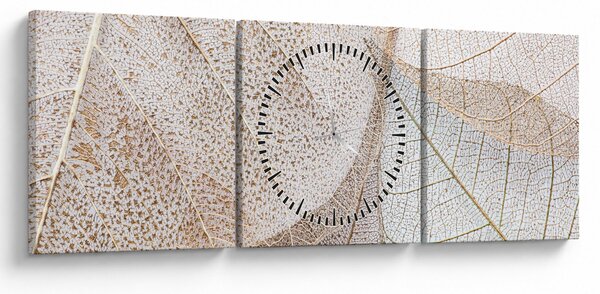Kép - Bézs levelek (órával) (90x30 cm)