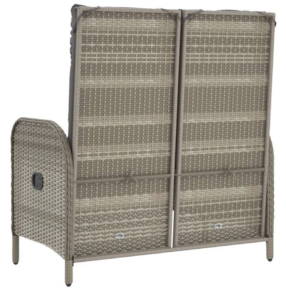 Szürke polyrattan dönthető kerti pad párnákkal 107 cm