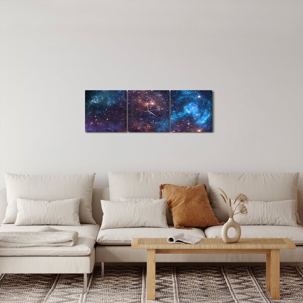 Kép - Éjszakai égbolt (órával) (90x30 cm)