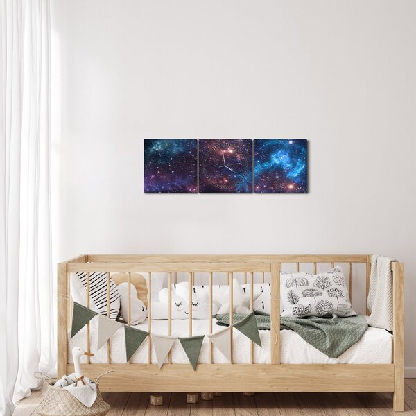 Kép - Éjszakai égbolt (órával) (90x30 cm)
