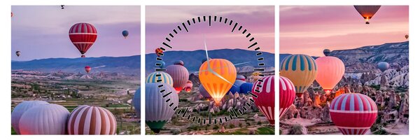 Kép - Hőlégballonok (órával) (90x30 cm)