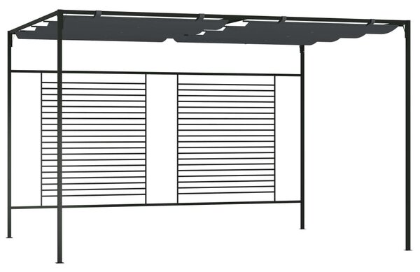 Antracitszürke pavilon behúzható tetővel 3 x 4 x 2,3 m 180 g/m²
