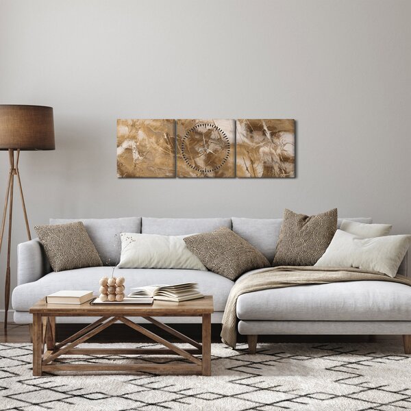Kép - Barna absztrakció (órával) (90x30 cm)