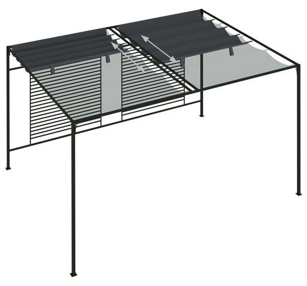 Antracitszürke pavilon behúzható tetővel 3 x 4 x 2,3 m 180 g/m²