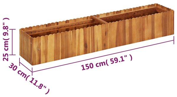 Tömör akácfa kerti magaságyás 150 x 30 x 25 cm