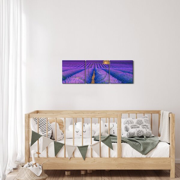 Kép - Levendula mező (órával) (90x30 cm)