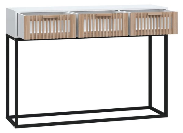 Fehér szerelt fa és vas tálalóasztal 105x30x75 cm