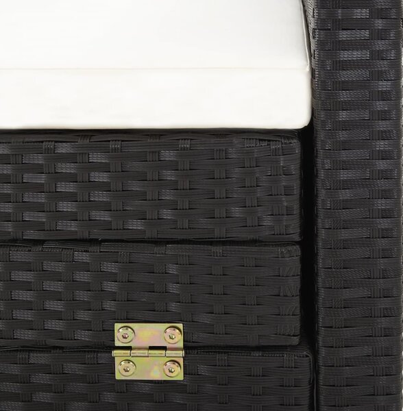3-személyes fekete kinyitható műrattan kanapéágy tetővel