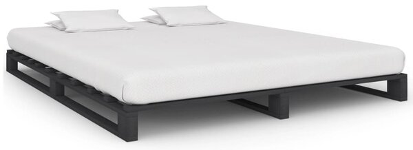 Szürke tömör fenyőfa raklap ágykeret 200 x 200 cm