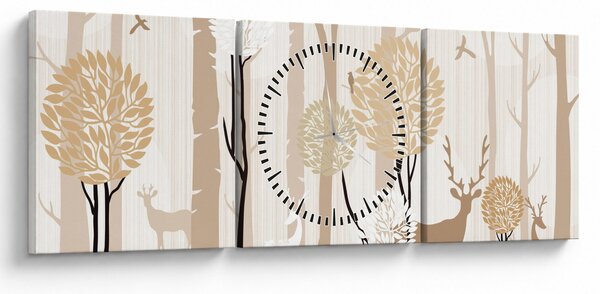 Kép - Illusztrált erdő (órával) (90x30 cm)