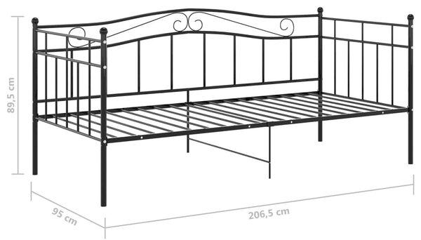 Fekete fém kanapéágykeret 90 x 200 cm