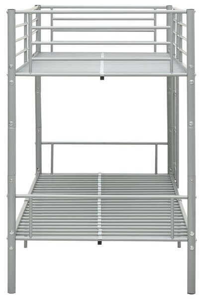 Szürke fém emeletes ágy 90 x 200 cm