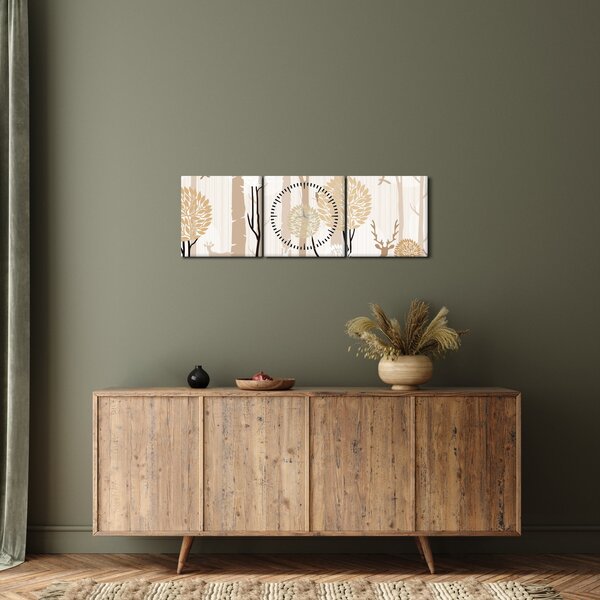 Kép - Illusztrált erdő (órával) (90x30 cm)