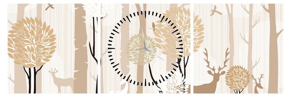 Kép - Illusztrált erdő (órával) (90x30 cm)