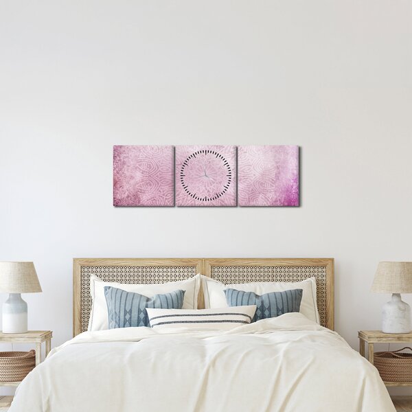 Kép - Mandala rózsaszín falon (órával) (90x30 cm)