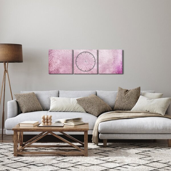 Kép - Mandala rózsaszín falon (órával) (90x30 cm)