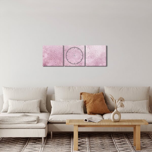 Kép - Mandala rózsaszín falon (órával) (90x30 cm)