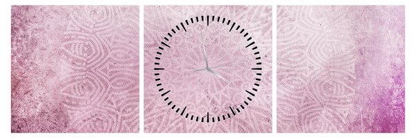 Kép - Mandala rózsaszín falon (órával) (90x30 cm)