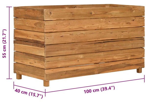 Újrahasznosított tíkfa és acél magaságyás 100 x 40 x 55 cm