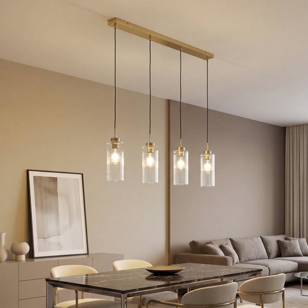 Art Deco függőlámpa arany üveggel 4 lámpás - Laura