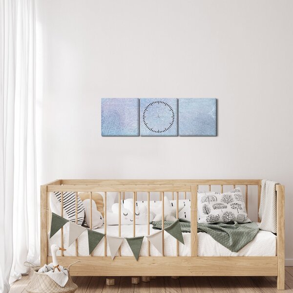 Kép - Mandalák kékszínben (órával) (90x30 cm)