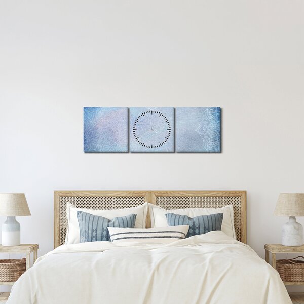 Kép - Mandalák kékszínben (órával) (90x30 cm)