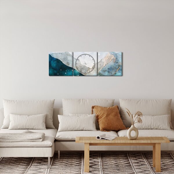 Kép - Hegyek rajza (órával) (90x30 cm)