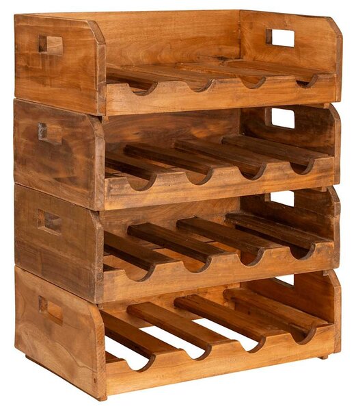 4 db mahagóni fa bortartó állvány 16 palackhoz